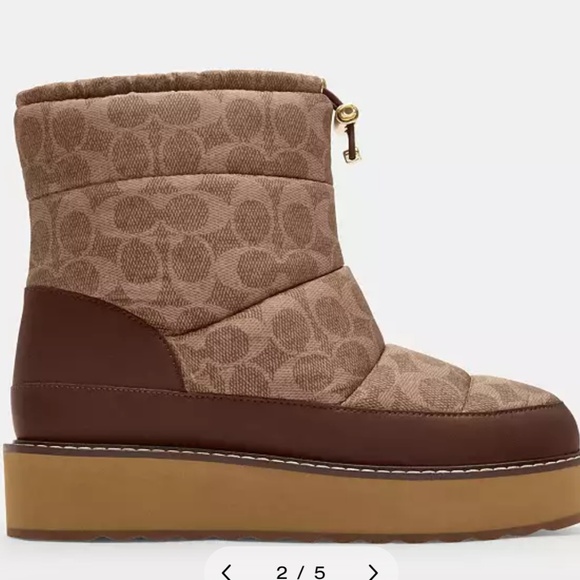 New🤎Coach Idella Boots in Brown Signature Nylon - Picture 2 of 10